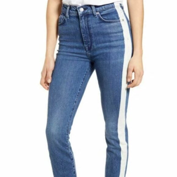 7 For All Mankind Denim - 7 for all mankind High Waisted Bleach Stripe Jeans Size 27